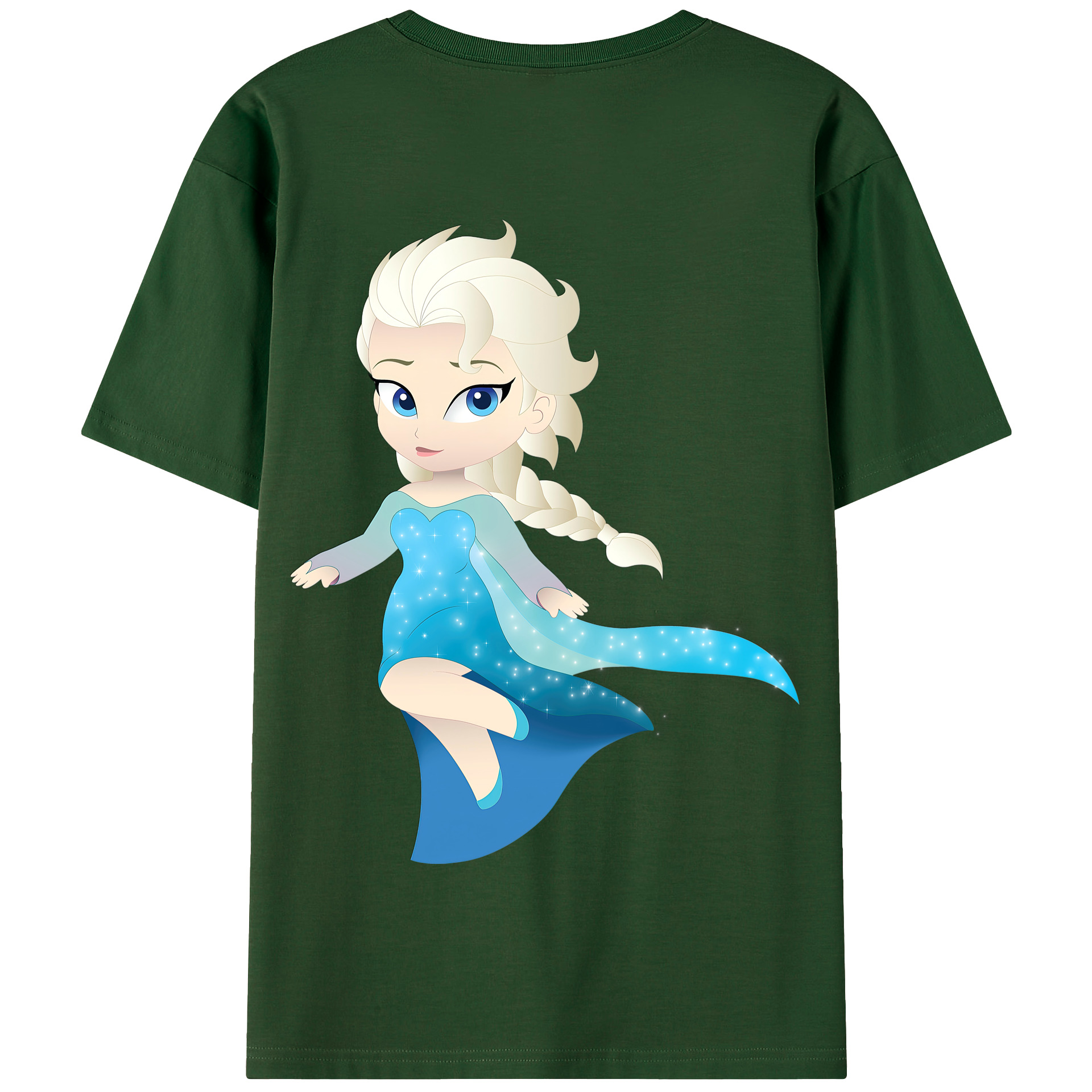 （画像用） アナと雪の女王 アンナ エルサ Frozen Anna Elsa 綿100％半袖Tシャツ（背面プリント）